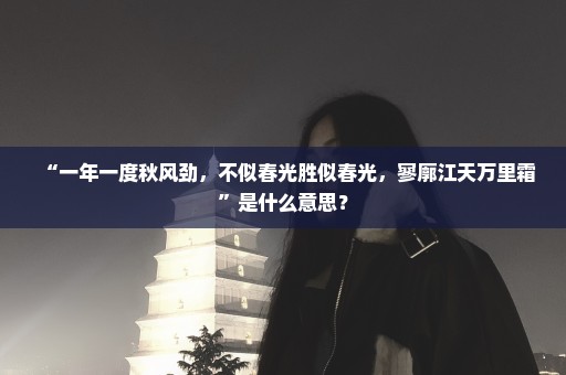 “一年一度秋风劲，不似春光胜似春光，寥廓江天万里霜”是什么意思？