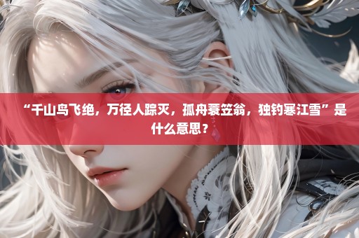 “千山鸟飞绝，万径人踪灭，孤舟蓑笠翁，独钓寒江雪”是什么意思？