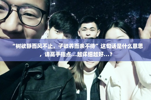 “树欲静而风不止，子欲养而亲不待”这句话是什么意思，请高手指点…越详细越好…？