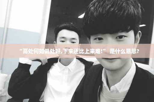“高处何如低处好,下来还比上来难!” 是什么意思?