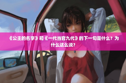 《公主的名字》和《一代当官九代》的下一句是什么？为什么这么说？