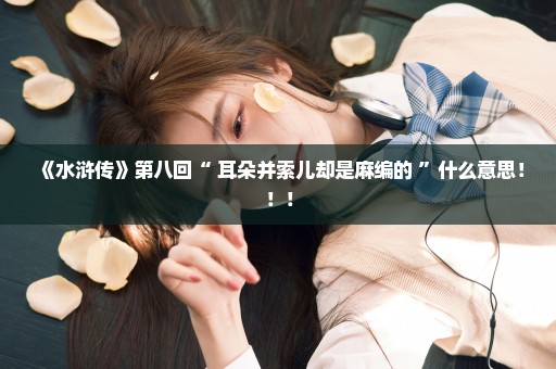 《水浒传》第八回“ 耳朵并索儿却是麻编的 ”什么意思！！！