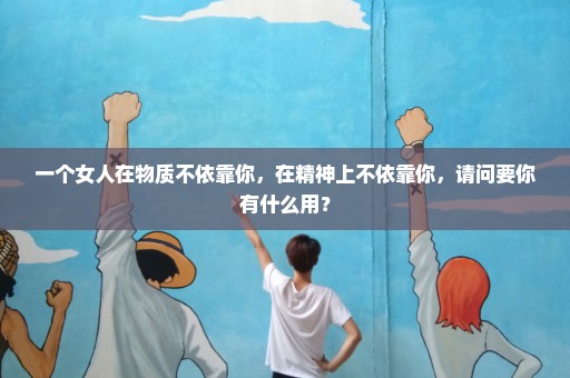 一个女人在物质不依靠你，在精神上不依靠你，请问要你有什么用？
