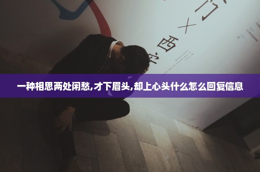 一种相思两处闲愁,才下眉头,却上心头什么怎么回复信息