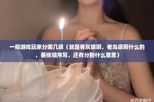 一般游戏玩家分哪几级（就是骨灰级啊，老鸟级啊什么的，要按顺序写，还有分别什么意思）