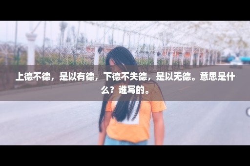 上德不德，是以有德，下德不失德，是以无德。意思是什么？谁写的。