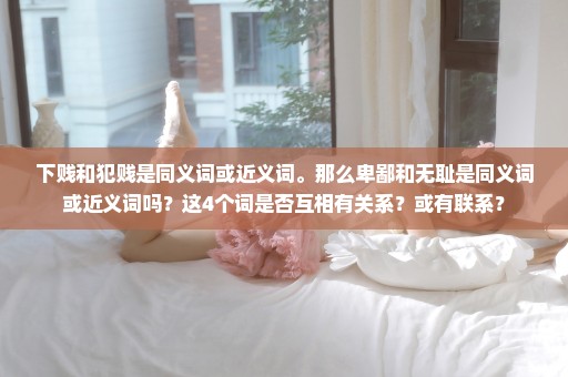 下贱和犯贱是同义词或近义词。那么卑鄙和无耻是同义词或近义词吗？这4个词是否互相有关系？或有联系？