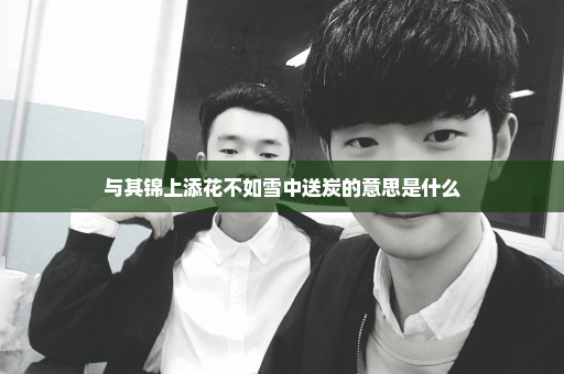 与其锦上添花不如雪中送炭的意思是什么
