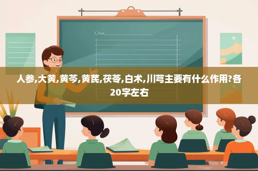 人参,大黄,黄芩,黄芪,茯苓,白术,川芎主要有什么作用?各20字左右