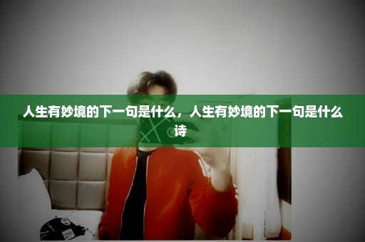 人生有妙境的下一句是什么，人生有妙境的下一句是什么诗 
