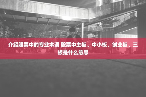 介绍股票中的专业术语 股票中主板、中小板、创业板、三板是什么意思