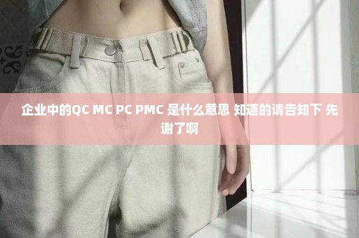企业中的QC MC PC PMC 是什么意思 知道的请告知下 先谢了啊