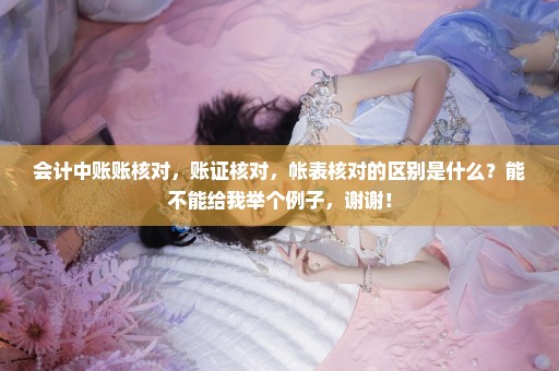会计中账账核对，账证核对，帐表核对的区别是什么？能不能给我举个例子，谢谢！