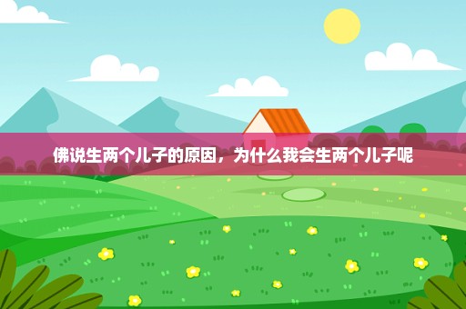 佛说生两个儿子的原因，为什么我会生两个儿子呢