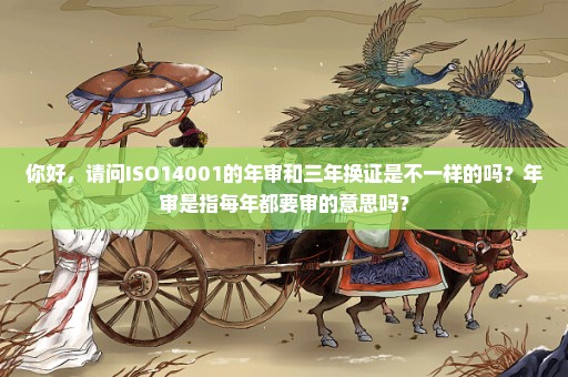 你好，请问ISO14001的年审和三年换证是不一样的吗？年审是指每年都要审的意思吗？