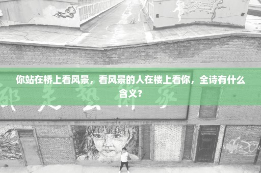 你站在桥上看风景，看风景的人在楼上看你，全诗有什么含义？