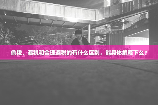 偷税、漏税和合理避税的有什么区别，能具体解释下么？