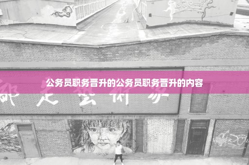 公务员职务晋升的公务员职务晋升的内容