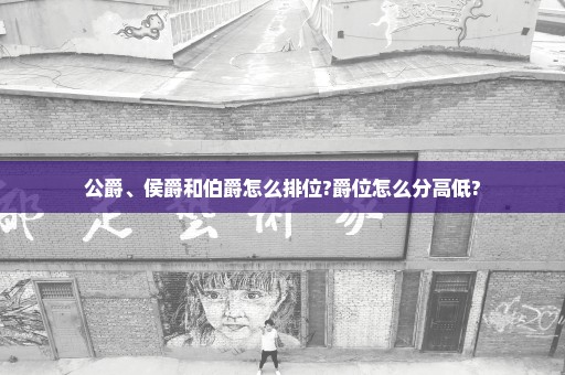 公爵、侯爵和伯爵怎么排位?爵位怎么分高低?