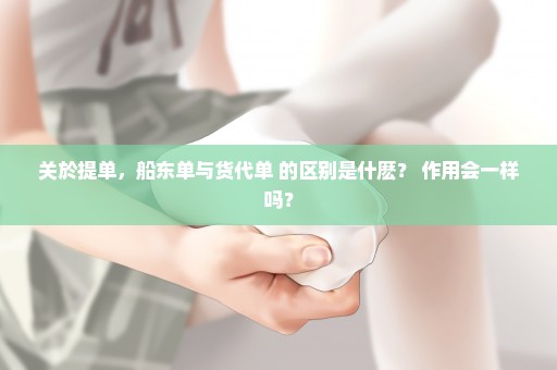 关於提单，船东单与货代单 的区别是什麽？ 作用会一样吗？