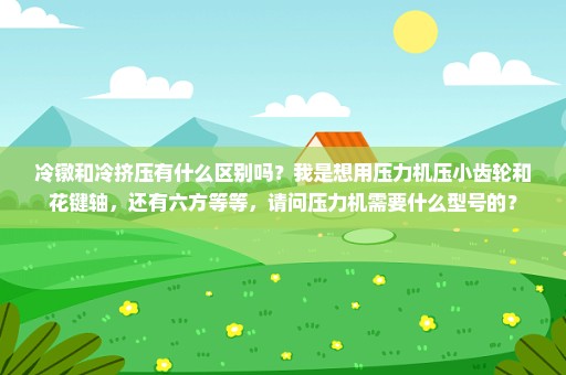 冷镦和冷挤压有什么区别吗？我是想用压力机压小齿轮和花键轴，还有六方等等，请问压力机需要什么型号的？