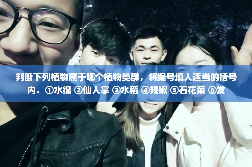 判断下列植物属于哪个植物类群，将编号填入适当的括号内．①水绵 ②仙人掌 ③水稻 ④辣椒 ⑤石花菜 ⑥发