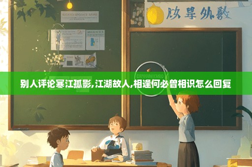别人评论寒江孤影,江湖故人,相逢何必曾相识怎么回复