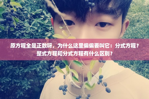 原方程全是正数呀，为什么这里偏偏要叫它：分式方程？整式方程和分式方程有什么区别？