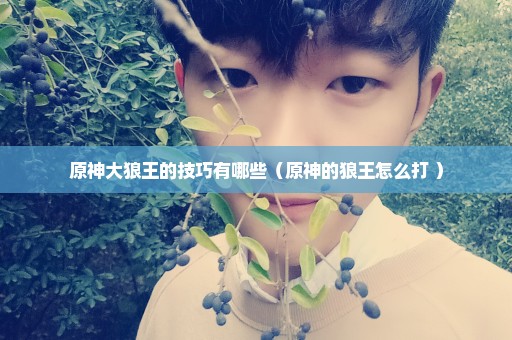 原神大狼王的技巧有哪些（原神的狼王怎么打 ）