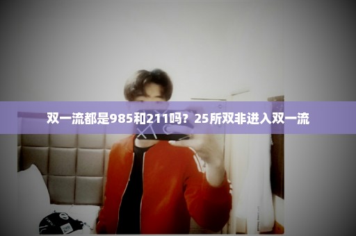 双一流都是985和211吗？25所双非进入双一流