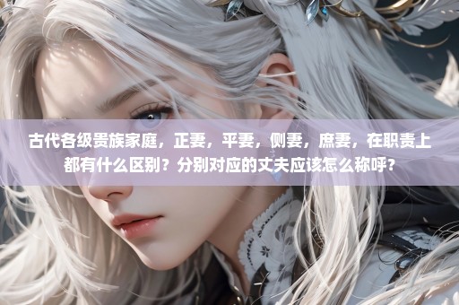 古代各级贵族家庭，正妻，平妻，侧妻，庶妻，在职责上都有什么区别？分别对应的丈夫应该怎么称呼？