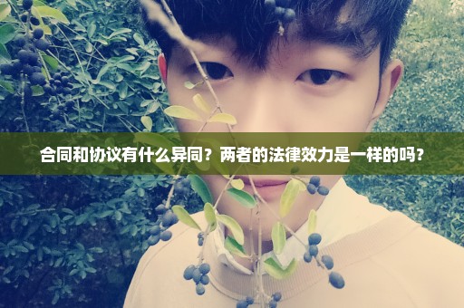 合同和协议有什么异同？两者的法律效力是一样的吗？