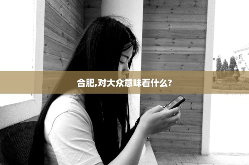 合肥,对大众意味着什么?