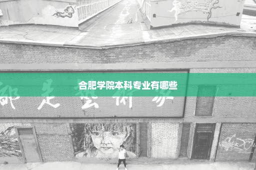 合肥学院本科专业有哪些