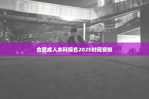 合肥成人本科报名2025时间安排