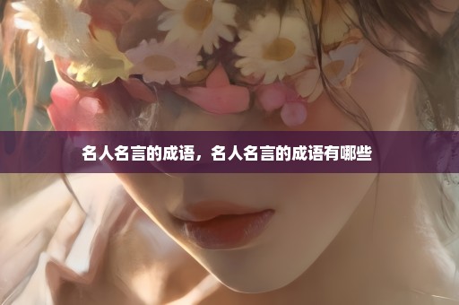 名人名言的成语，名人名言的成语有哪些 