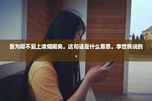 吾为卿不复上凌烟阁矣。这句话是什么意思。李世民说的。