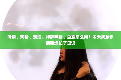 味精、鸡精、蚝油、特鲜味精、鱼露怎么用？今天我意识到我增长了见识
