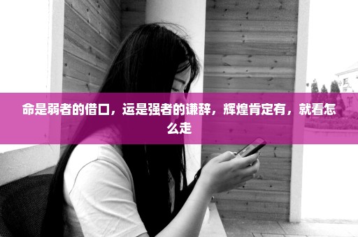 命是弱者的借口，运是强者的谦辞，辉煌肯定有，就看怎么走