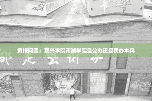 填报问题：嘉兴学院南湖学院是公办还是民办本科