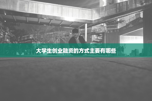 大学生创业融资的方式主要有哪些