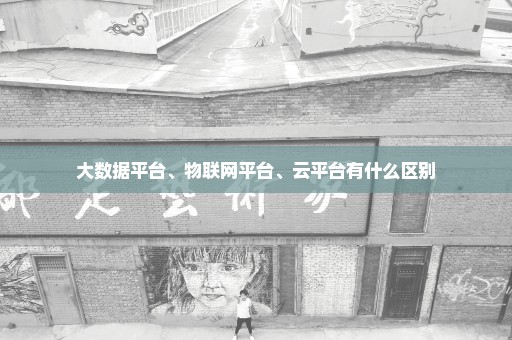 大数据平台、物联网平台、云平台有什么区别