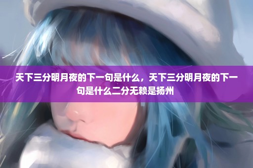 天下三分明月夜的下一句是什么，天下三分明月夜的下一句是什么二分无赖是扬州 