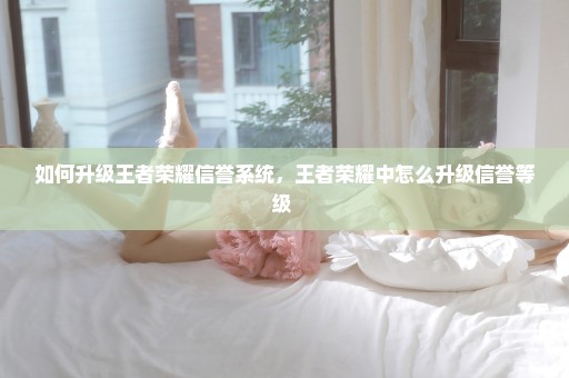 如何升级王者荣耀信誉系统，王者荣耀中怎么升级信誉等级 