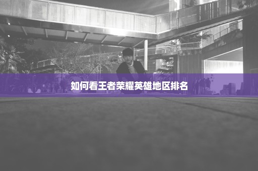 如何看王者荣耀英雄地区排名