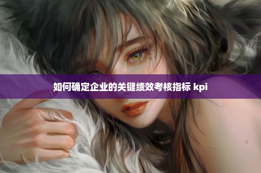如何确定企业的关键绩效考核指标 kpi