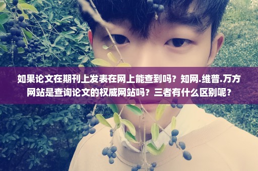 如果论文在期刊上发表在网上能查到吗？知网.维普.万方网站是查询论文的权威网站吗？三者有什么区别呢？