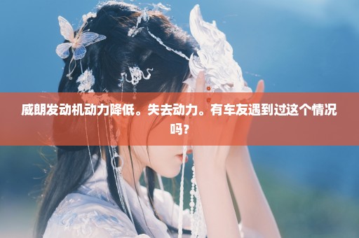 威朗发动机动力降低。失去动力。有车友遇到过这个情况吗？