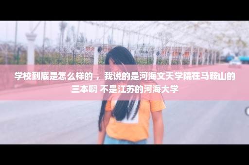 学校到底是怎么样的 ，我说的是河海文天学院在马鞍山的三本啊 不是江苏的河海大学