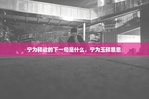 宁为碎欲的下一句是什么，宁为玉碎意思 